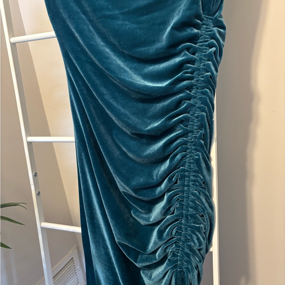 Anthropologie Teal Velvet Maxi Dress NWT - Picture 7 of 11